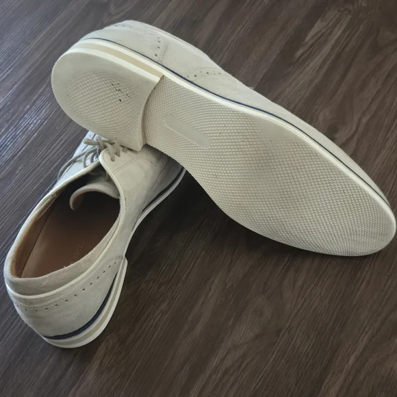 Cream Suede Bacco Bucci Wingtip Shoes Size 11.5 Mens - Picture 10 of 11